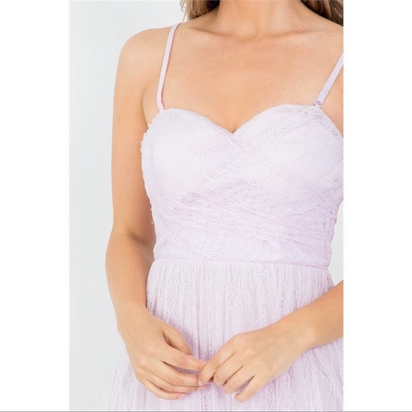 Lace Overlay Lavender Spaghetti Strap Maxi Dress - Picture 3 of 6